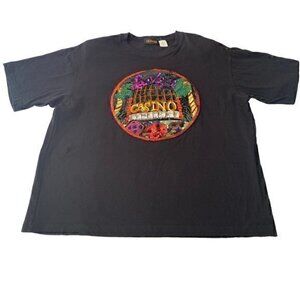 Vtg Las Vegas Casino T-Shirt By Colorado Black Sequin Graphic Shoulder Pads M